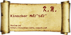 Kinszker Máté névjegykártya